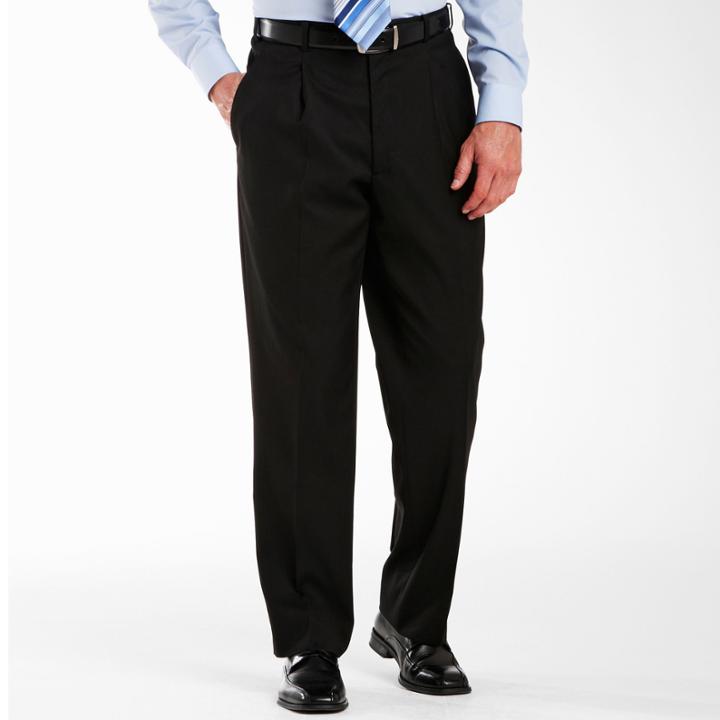 Adolfo Pleated Black Suit Pants-portly