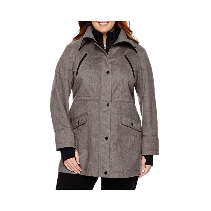 Liz Claiborne Snap-collar Softshell Jacket-plus