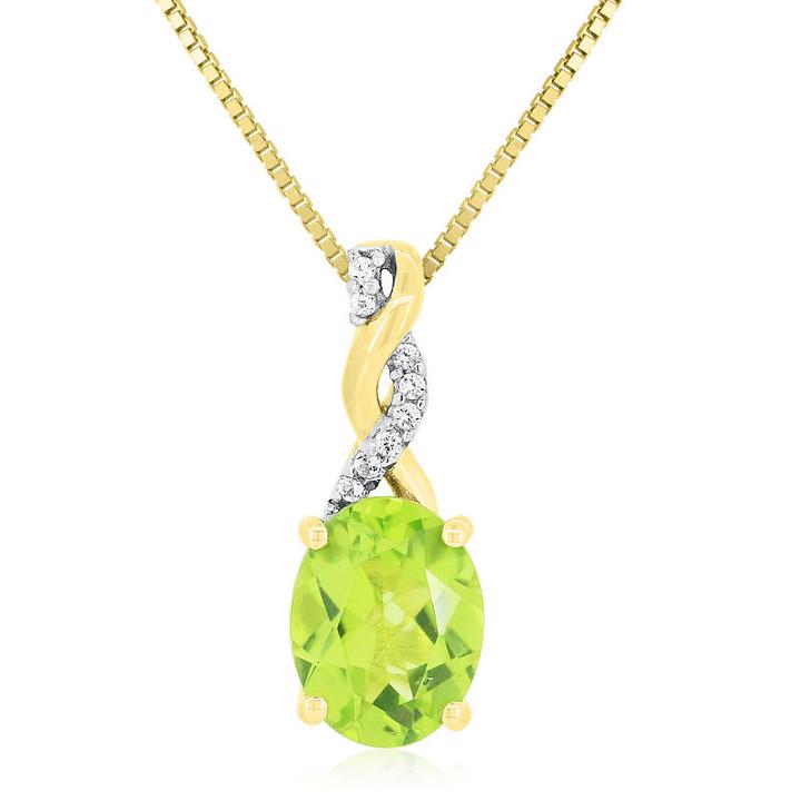 Womens Genuine Green Peridot Pendant Necklace