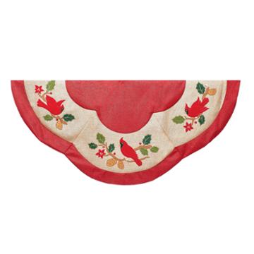 Kurt Adler 48 Red Treeskirt With Cardinal Appliques
