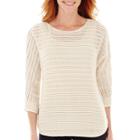 St. John's Bay 3/4-sleeve Pointelle Sweater - Tall