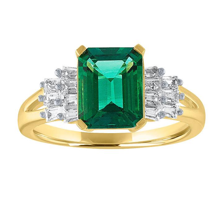 Womens Emerald Green 14k Gold Over Silver Cocktail Ring