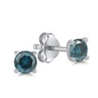 1/4 Ct. T.w. Round Blue Diamond 14k Gold Stud Earrings