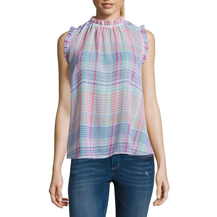Belle + Sky 3/4 Sleeve Crew Neck Chiffon Blouse