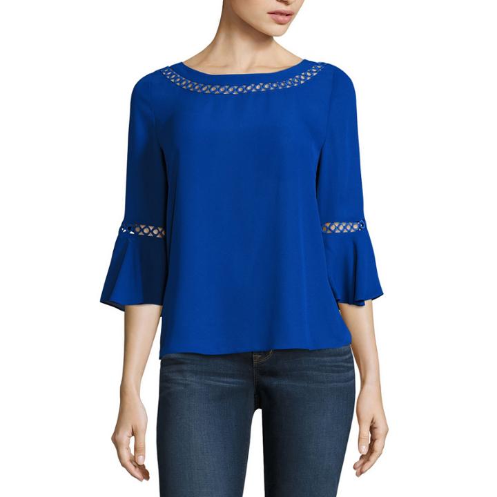 Stylus 3/4 Sleeve Crew Neck Blouse