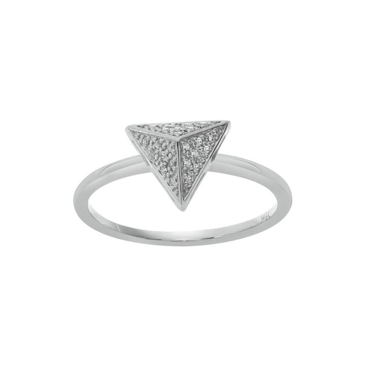 Diamond-accent 10k White Gold Pyramid Ring
