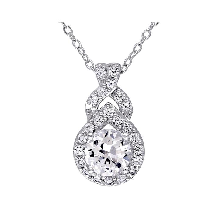 Lab-created White Sapphire Sterling Silver Pendant Necklace