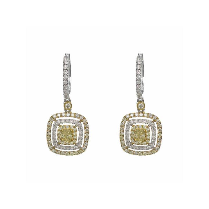 1 1/5 Ct. T.w. Yellow Diamond 18k Gold Drop Earrings