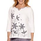 Alfred Dunner Sausalito 3/4-sleeve Embroidered Top