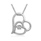 Love In Motion&trade; 1/10 Ct. T.w. Diamond Sterling Silver Double Heart Pendant