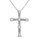 Womens 1/4 Ct. T.w. White Diamond 14k White Gold Cross Pendant Necklace