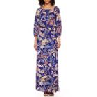 Bisou Bisou Long-sleeve Floral Maxi Dress