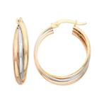 10k Tri-color Gold 25.2mm Hoop Earrings