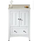 23.75-in. W Floor Mount White Vanity Set For 1 Hole Drilling Beige Top White Um Sink