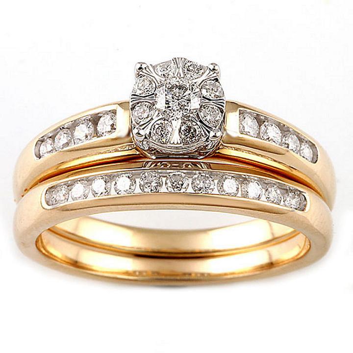 Womens 1/2 Ct. T.w. Round White Diamond 10k Gold Bridal Set