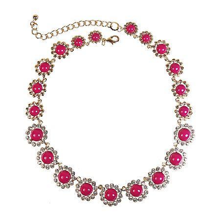 Mixit Gold-tone Pink Flower Statement Necklace