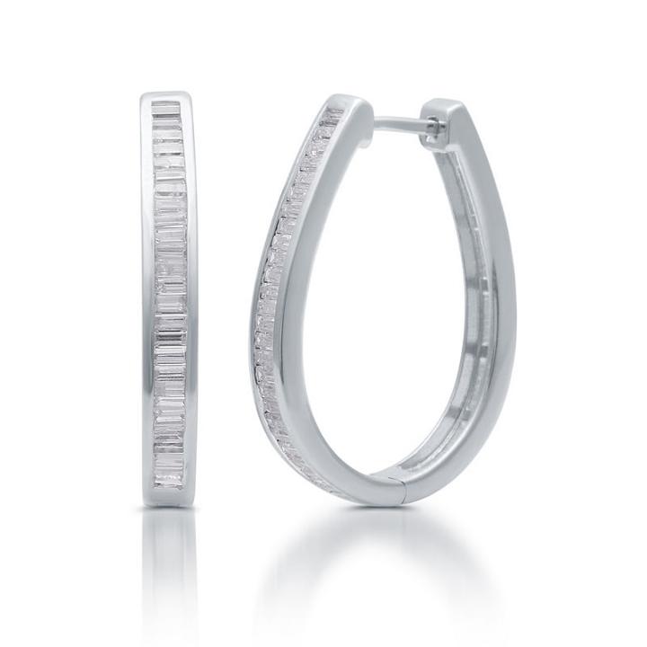 1 Ct. T.w. White Diamond 25.9mm Hoop Earrings