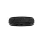 Personalized Mens 7mm Comfort Fit Black Tungsten Carbide Diagonal Groove Wedding Band