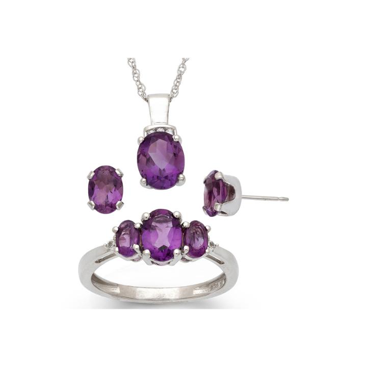 Amethyst & Lab-created White Sapphire 3-pc. Set