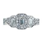 Womens 1 Ct. T.w. Genuine Emerald White Diamond 14k Gold Engagement Ring