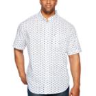 Izod Printed Sunglasses Breeze Shirt Short Sleeve Star Button-front Shirt-big And Tall