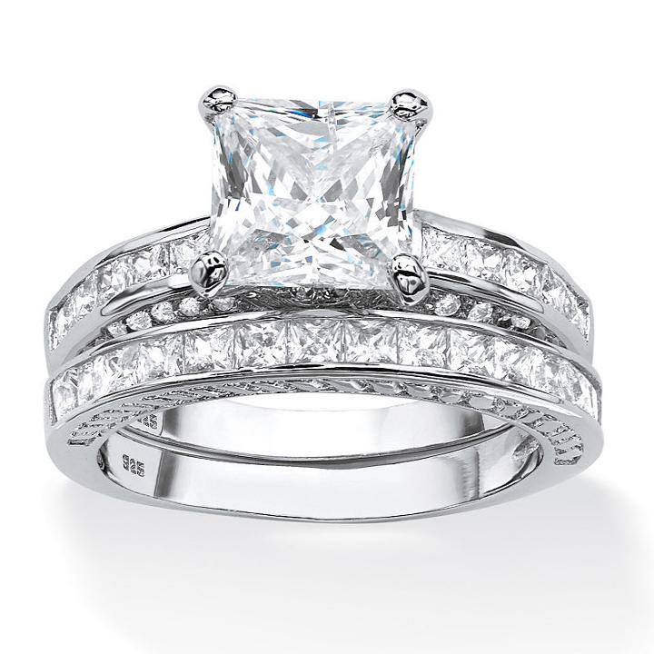 Diamonart Womens 3 1/2 Ct. T.w Cubic Zirconia White Square Bridal Set