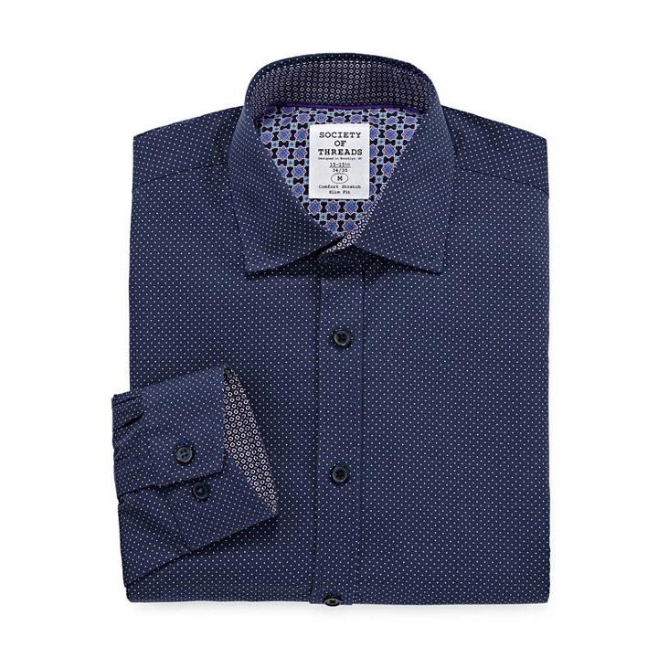 Society Of Threads Society Of Threads Dress Shirt Long Sleeve Woven Pin Dot Dress Shirt