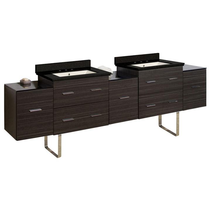88.5-in. W Floor Mount Dawn Grey Vanity Set For 3h8-in. Drilling Black Galaxy Top Biscuit Um Sink