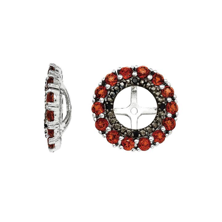Genuine Garnet & Black Sapphire Sterling Silver Earring Jackets