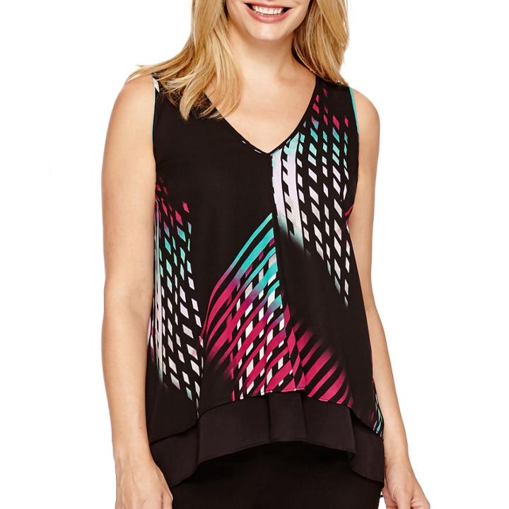 Worthington Sleeveless Asymmetrical Blouse - Petite