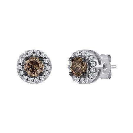 1/2 Ct. T.w. White And Champagne Diamond Stud Earrings