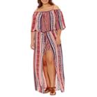 City Triangle Elbow Sleeve Maxi Dress-juniors Plus