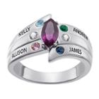 Personalized Womens Cubic Zirconia Sterling Silver Oval Cocktail Ring