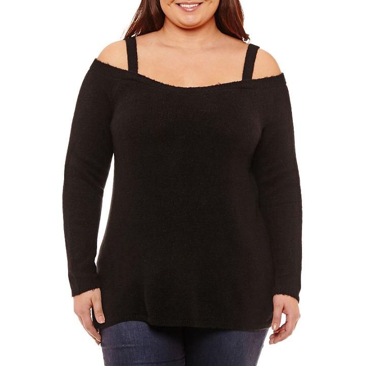 A.n.a Long Sleeve Cold Shoulder Sweater-plus