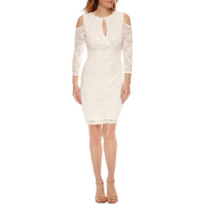 Blu Sage Long Sleeve Cold Shoulder Sheath Dress