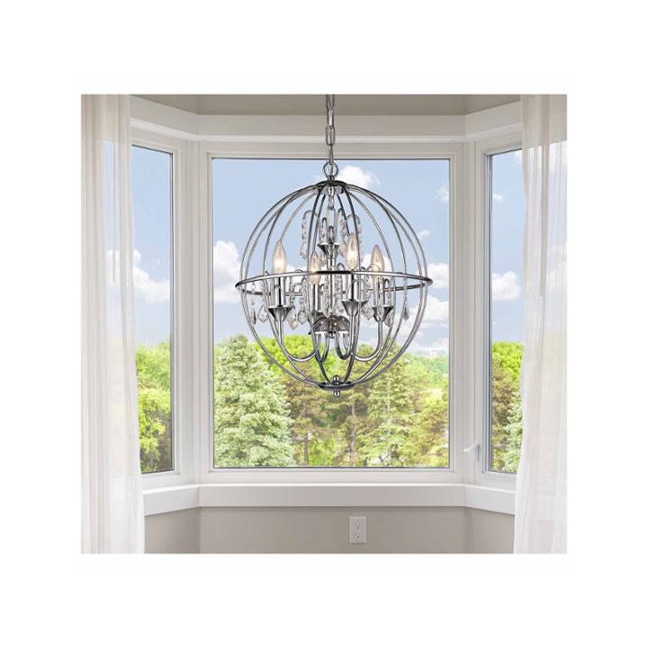 Warehouse Of Tiffany Avee 4-light Crystal 16.5-inch Chrome Spherical Chandelier