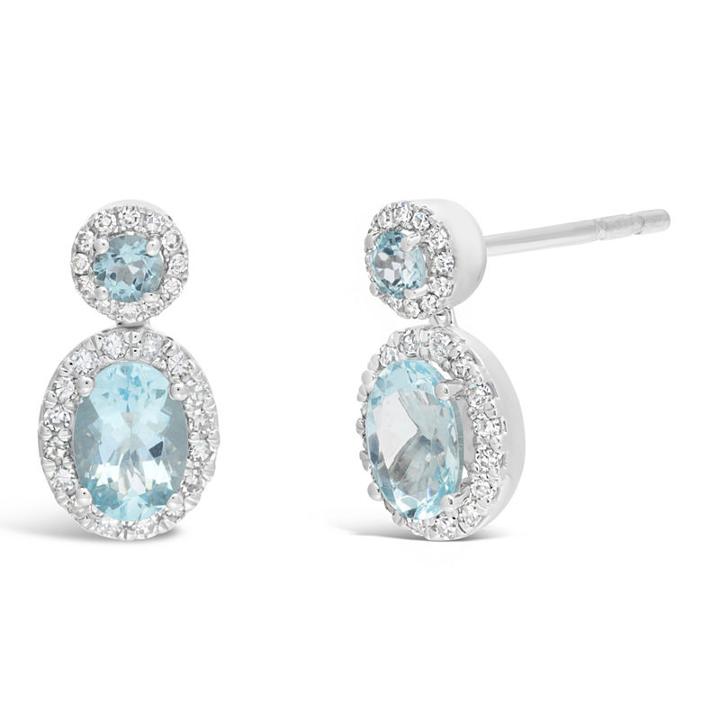 1/4 Ct. T.w. Oval Blue Aquamarine 10k Gold Stud Earrings