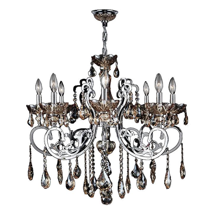 Kronos Collection 8 Light Chrome Finish And Goldenteak Crystal Chandelier