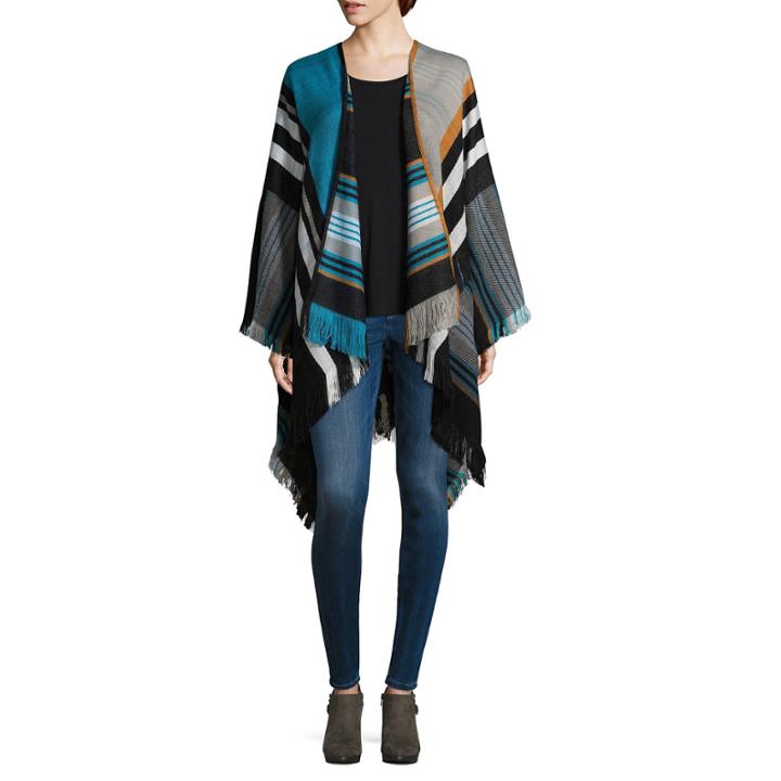Mixit Plaid Fringe Wrap