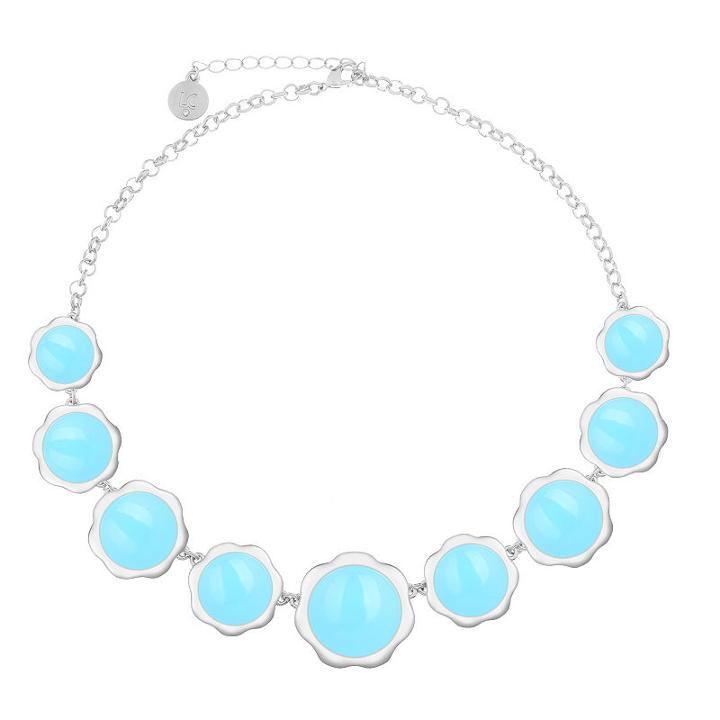 Liz Claiborne Womens Blue Flower Collar Necklace