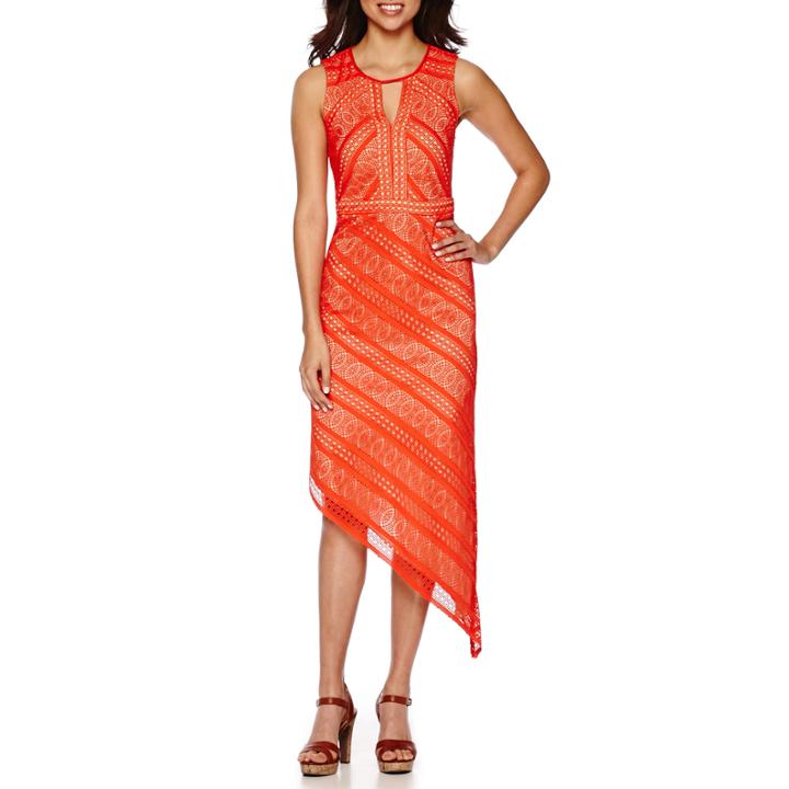 Bisou Bisou Sleeveless Crochet Pointed Hem Maxi Dress