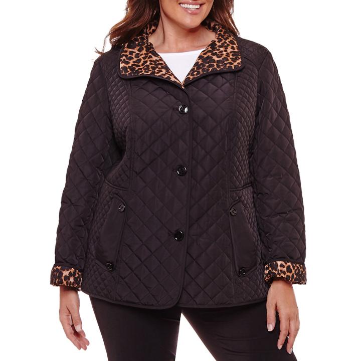 Liz Claiborne Belted Quilted Jacket-plus
