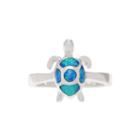 Genuine And Simulated Blue Opal Sterling Silver Turtle Ring