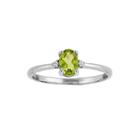 Genuine Green Peridot Diamond-accent 14k White Gold Ring