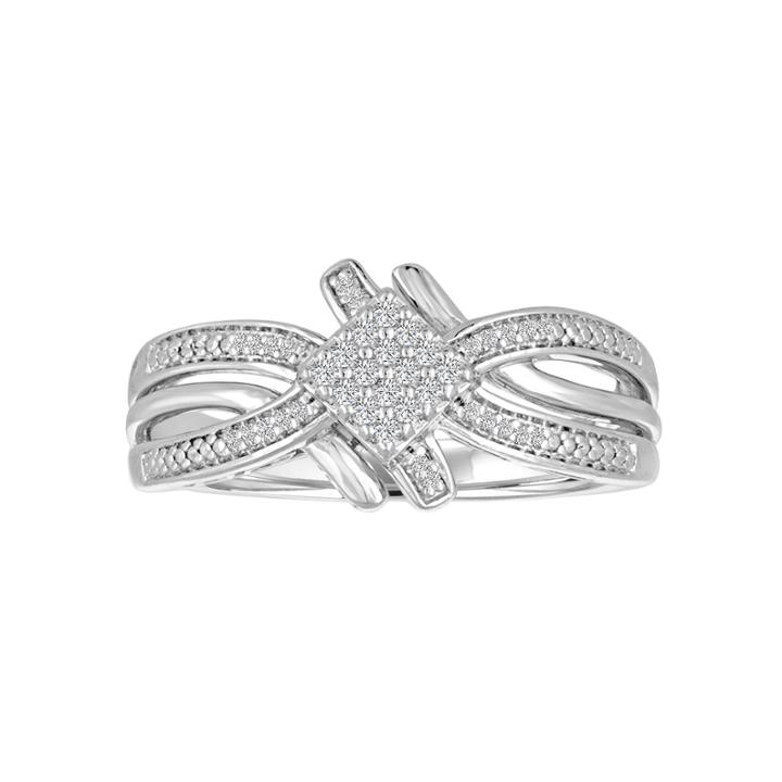 Womens 1/10 Ct. T.w. White Diamond Sterling Silver Cocktail Ring