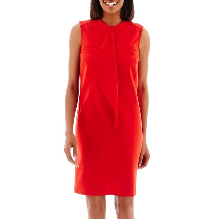 Worthington Sleeveless Ruffle-front Shirtdress