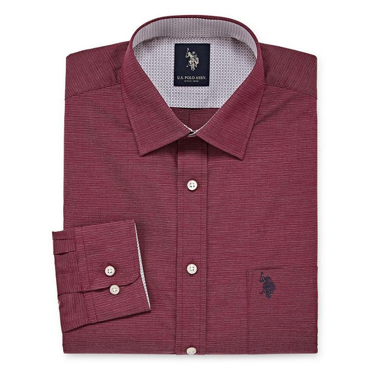 U.s. Polo Assn. Long Sleeve Yarn Dyed Woven Dress Shirt - Big And Tall