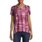 Eyeshadow Short Sleeve Split Crew Neck Tie Dye T-shirt-womens Juniors