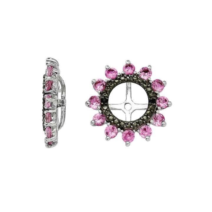 Lab-created Pink Sapphire And Black Sapphire Sterling Silver Earring Jackets
