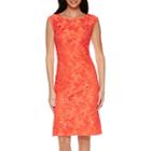 Black Label By Evan-picone Cap-sleeve Floral Lace Sheath Dress